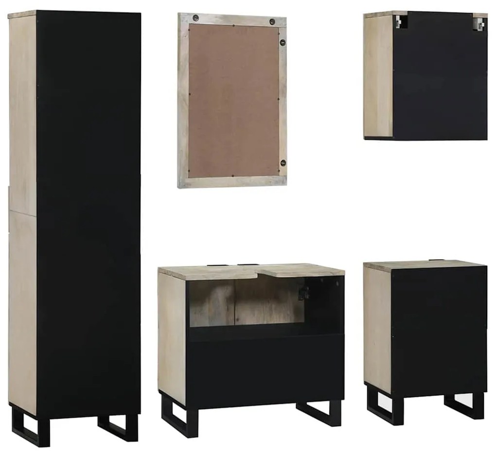 Conjunto de Móveis para Banheiro 5 pcs Castanho nozes