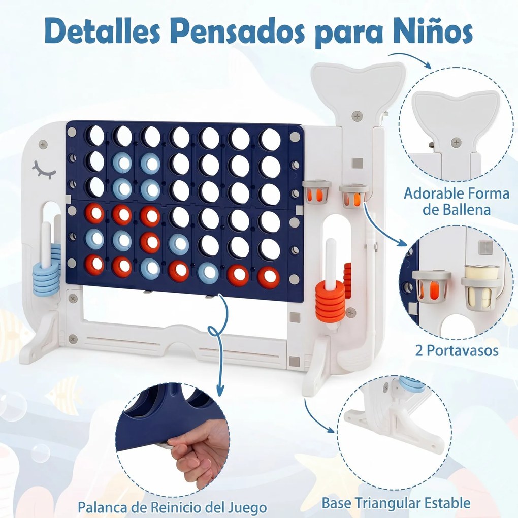 Jogo Infantil 4 em 1, 140 x 47 x 108 cm, Altura Regulável, Azul-marinho