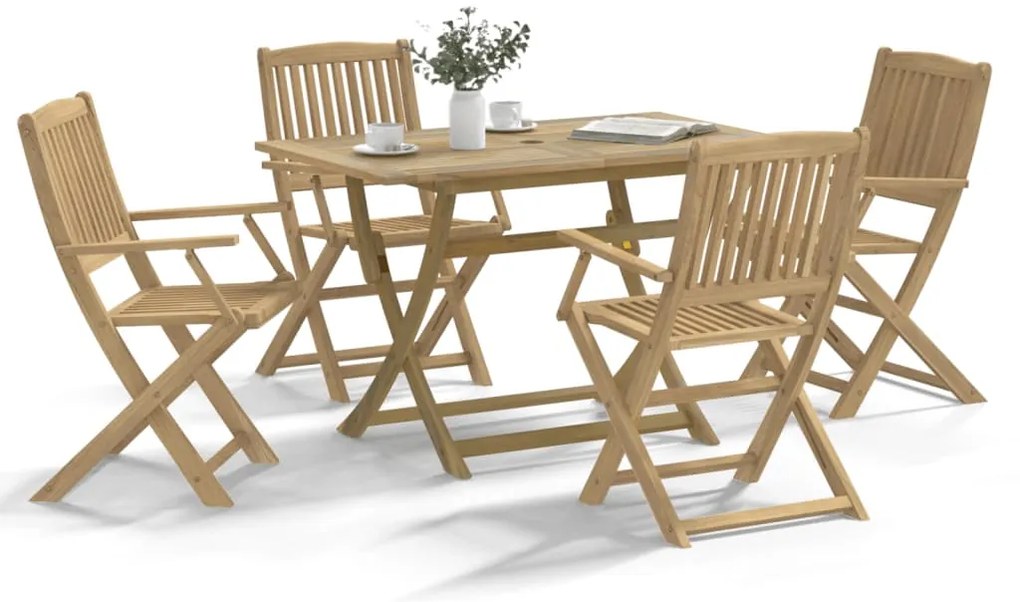 Conjunto de jantar p/ jardim 5 pcs madeira de acácia maciça