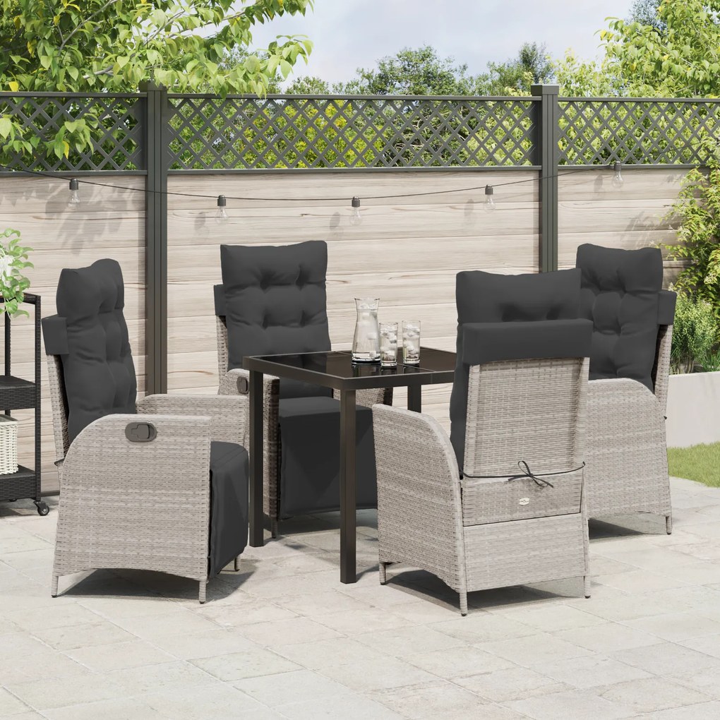 Conjunto de Jantar de Jardim de 5 Peças Cinza Claro em Rattan PE