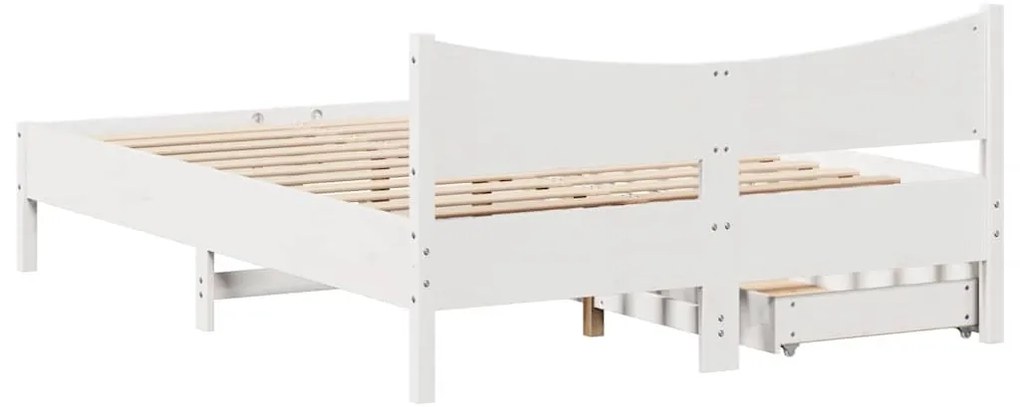 Estrutura de cama com gavetas 160x200 cm pinho maciço branco