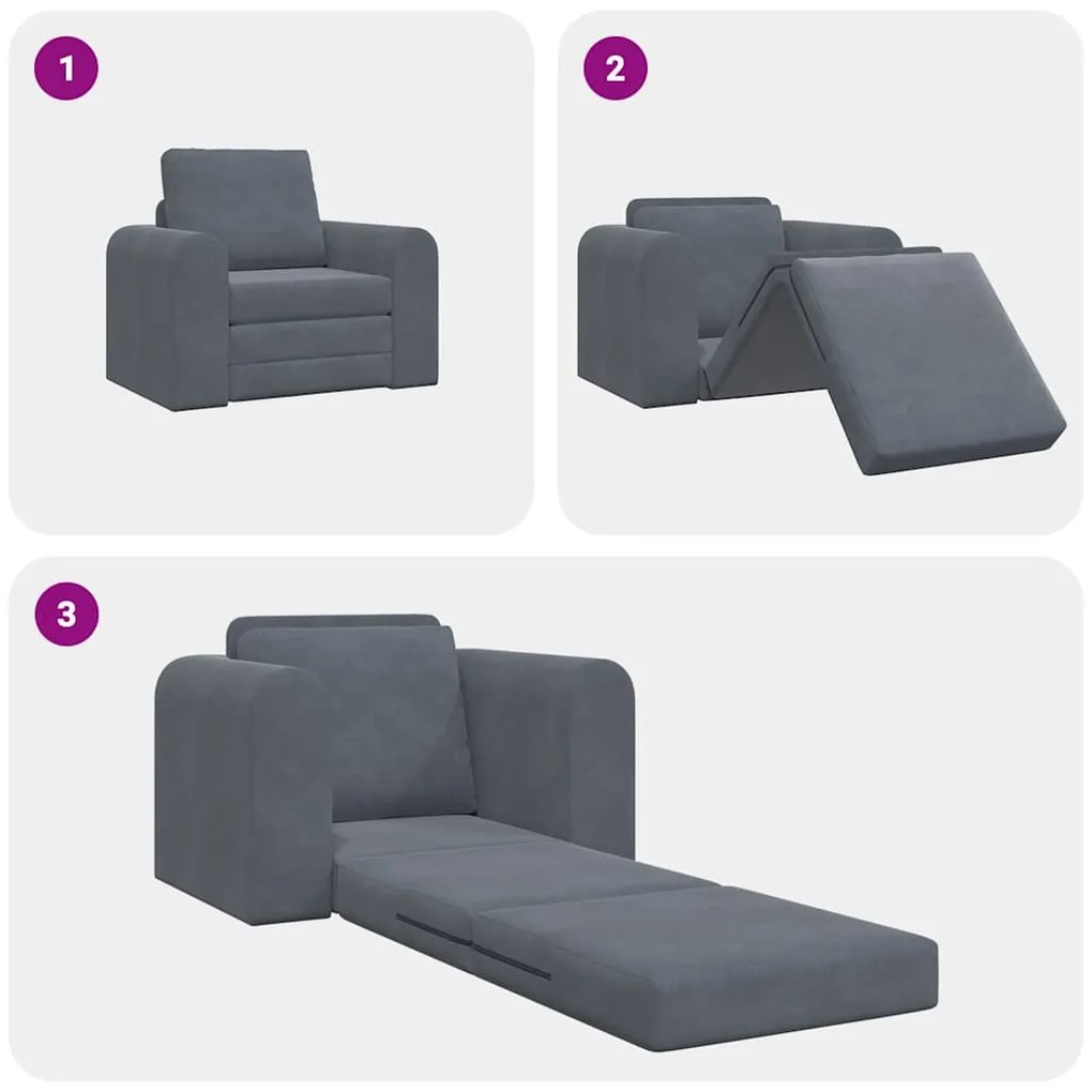 Sofá-Cama 2-em-1 Cinza Escuro 98x71x83 cm Veludo
