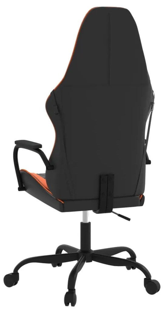 Cadeira gaming massagens couro artificial preto e laranja