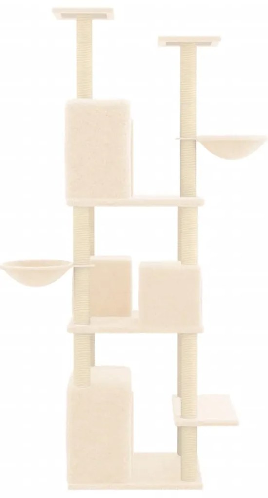 Árvore para gatos c/ postes arranhadores sisal 180 cm cor creme