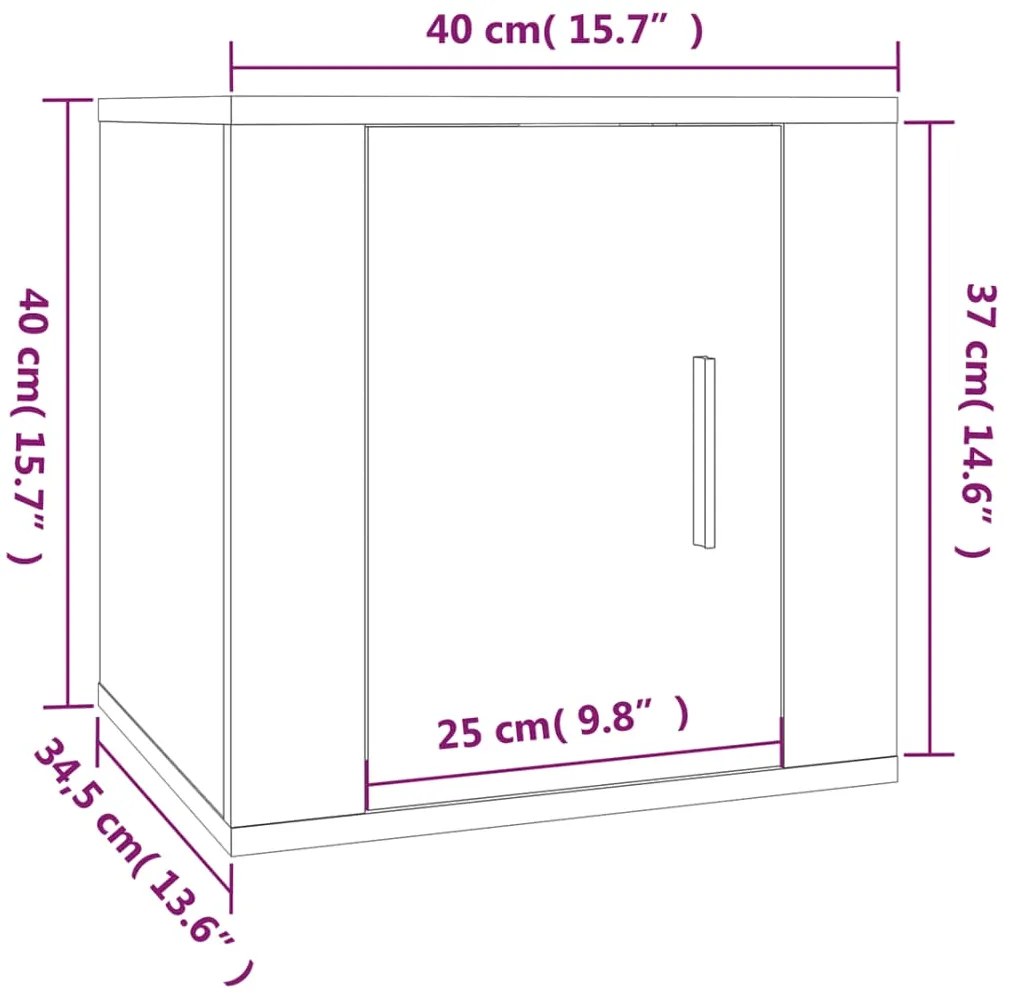 Móveis de TV de parede 2 pcs 40x34,5x40 cm carvalho castanho