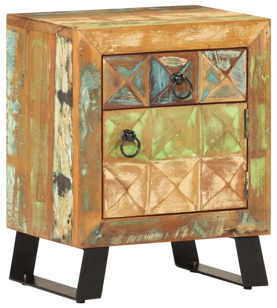 vidaXL Mesa de cabeceira 40x30x50 cm madeira recuperada maciça