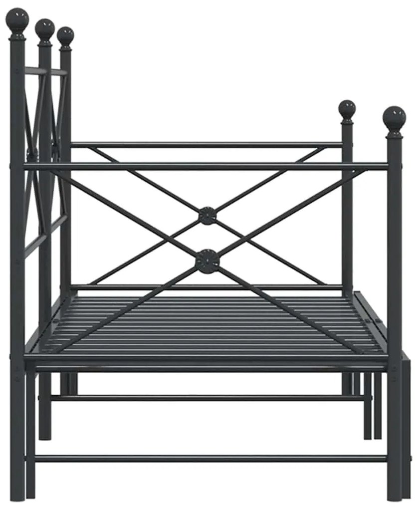 Cama de dia com gavetão sem colchão 75x190 cm aço preto