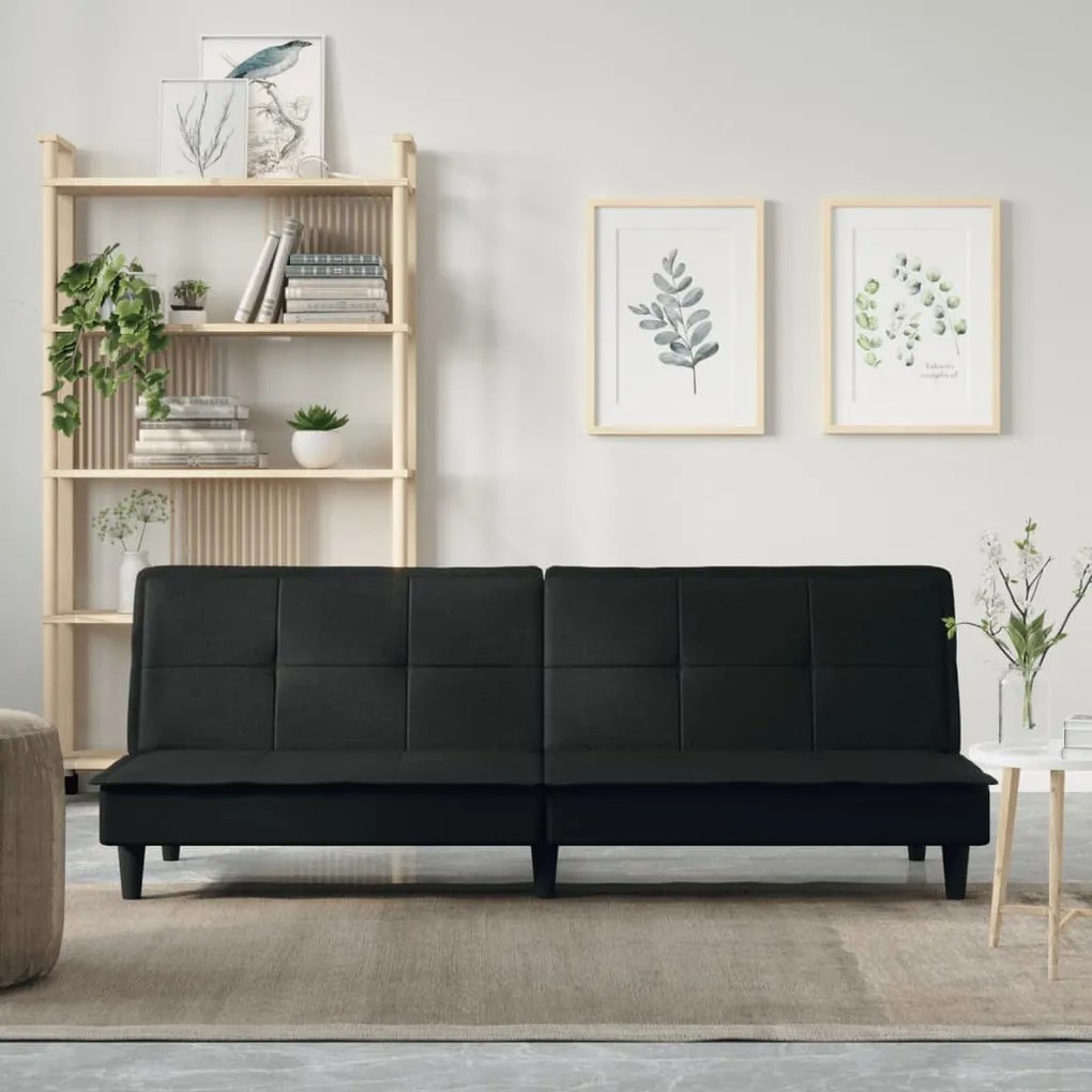 351915 vidaXL Sofá-cama tecido preto