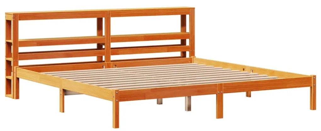 Estrutura cama c/ cabeceira 180x200cm pinho maciço castanho-mel