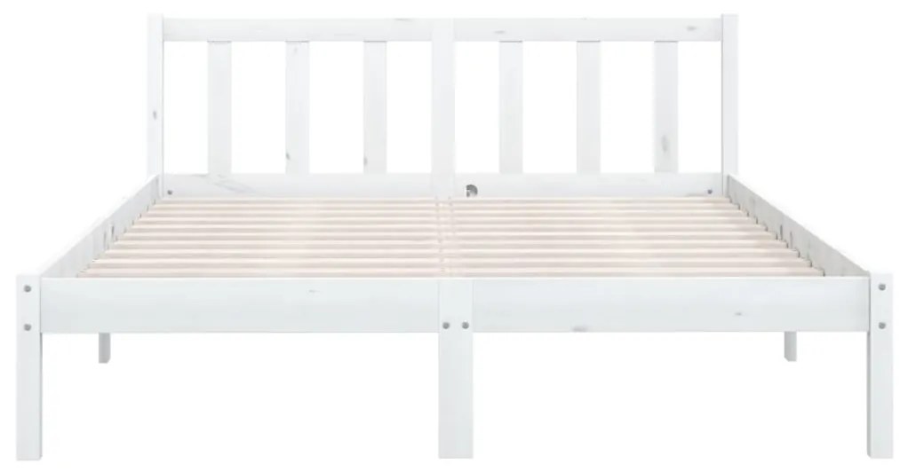 Estrutura de cama casal 135x190 cm pinho maciço branco