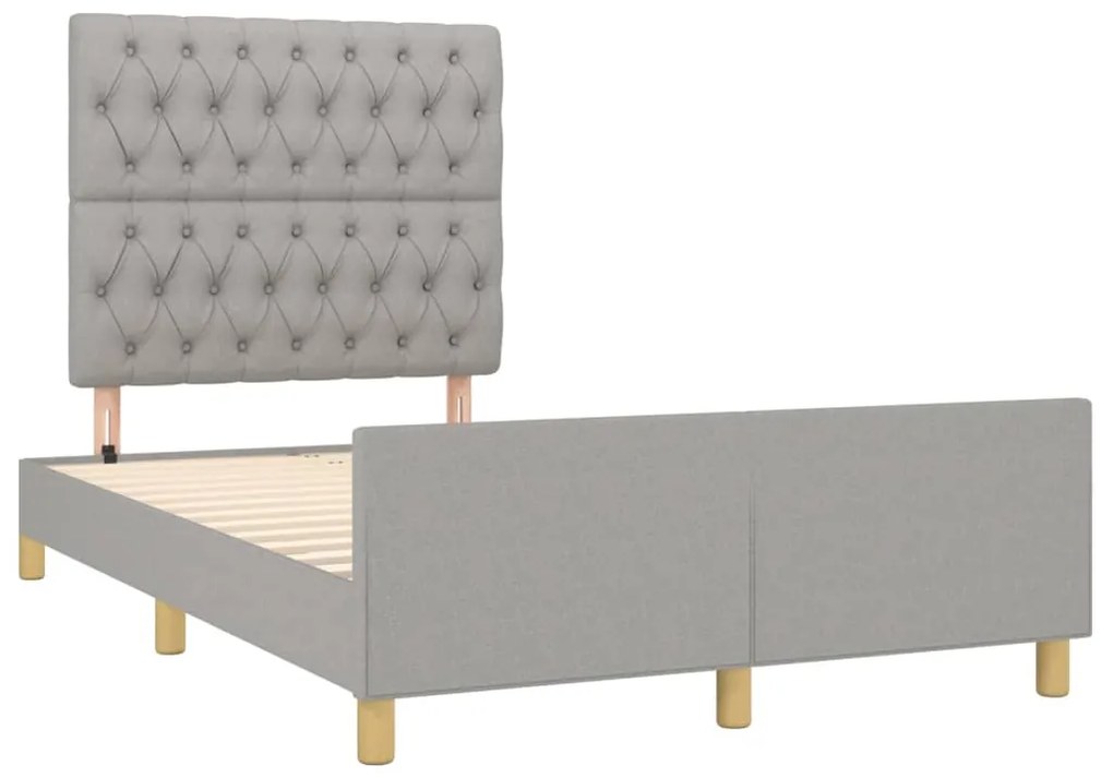 Estrutura de cama sem colchão cinza claro tecido