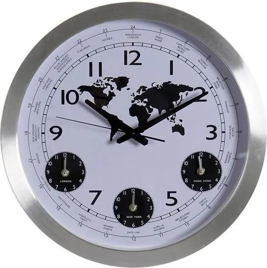 Relógio de Parede Dekodonia Mapa do Mundo Alumínio Cristal (45 x 5 x 45 cm)