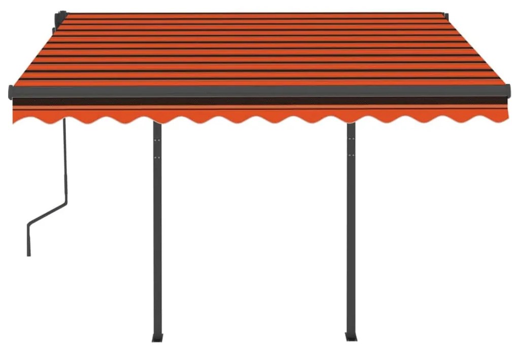 Toldo retrátil automático com postes 3,5x2,5 m laranja/castanho