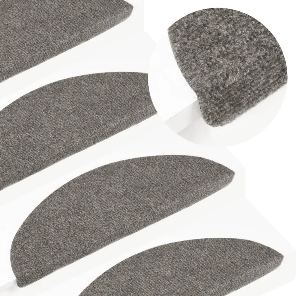 vidaXL Tapetes de escada adesivos 15 pcs 56x17x3 cm cinzento