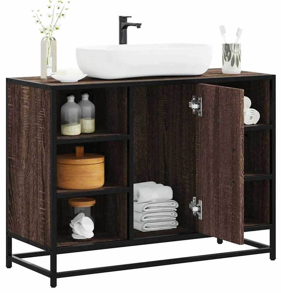 vidaXL Armário lavatório WC 80x33x60cm deriv.madeira carvalho castanho
