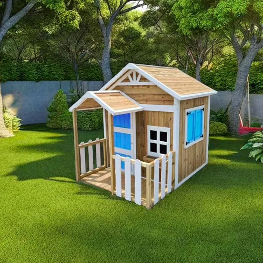 Casa de brincar para crianças 170 x 200 x 184 cm de madeira em painéis ...