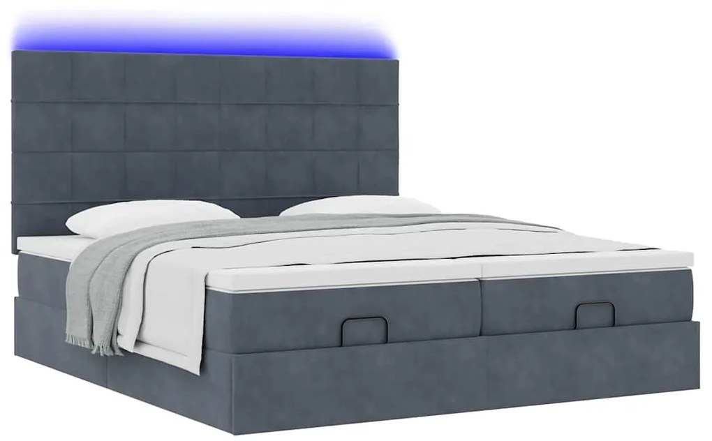 Estrutura cama otomana colchões 180x200 cm cinzento escuro