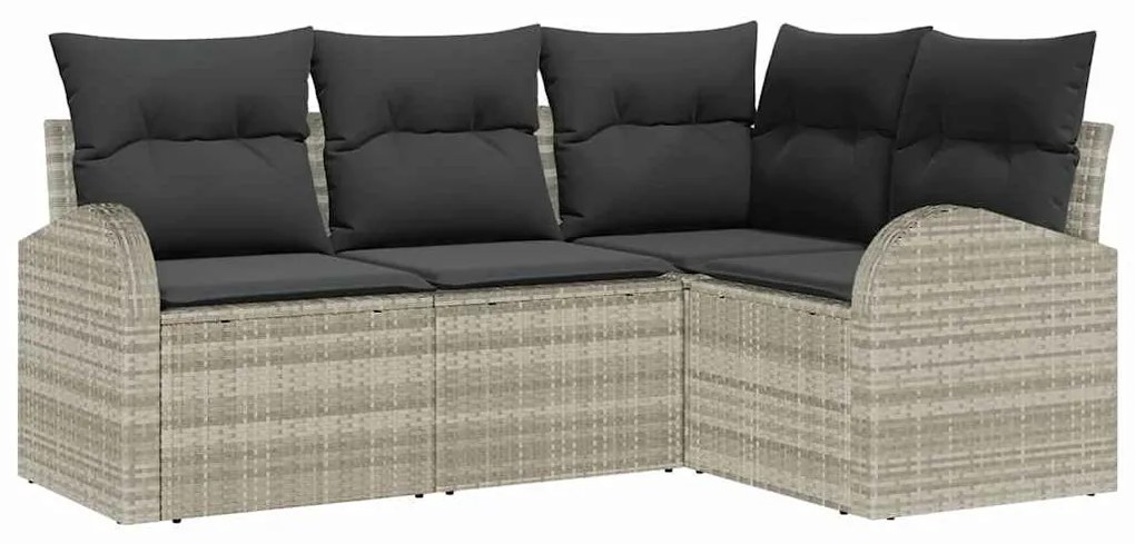 Conjunto de Sofá de Jardim vidaXL de 4 Peças com Almofadas Cinza Claro