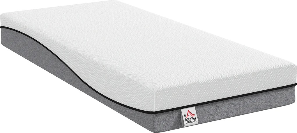 HOMCOM Colchão com molas ensacadas, espuma viscoelástica e chá verde H3 Grau de Firmeza Oeko-TEX &amp; CertiPUR 200x90x20 cm Cinza | Aosom Portugal
