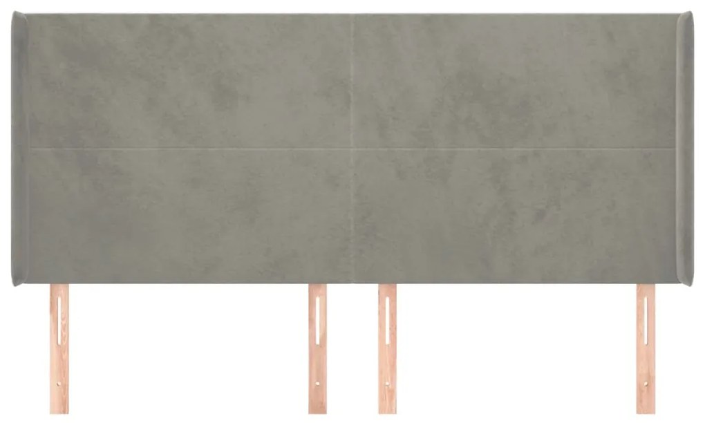 Cabeceira cama c/ abas veludo 203x16x118/128 cm cinzento-claro