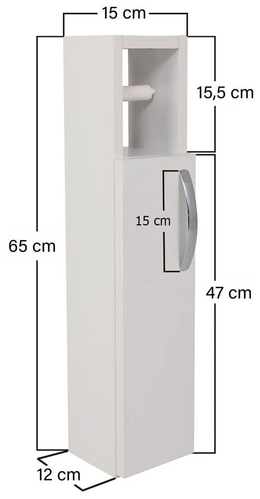 Armário de Casa de Banho Star – Branco – 15 cm x 65 cm x 12 cm