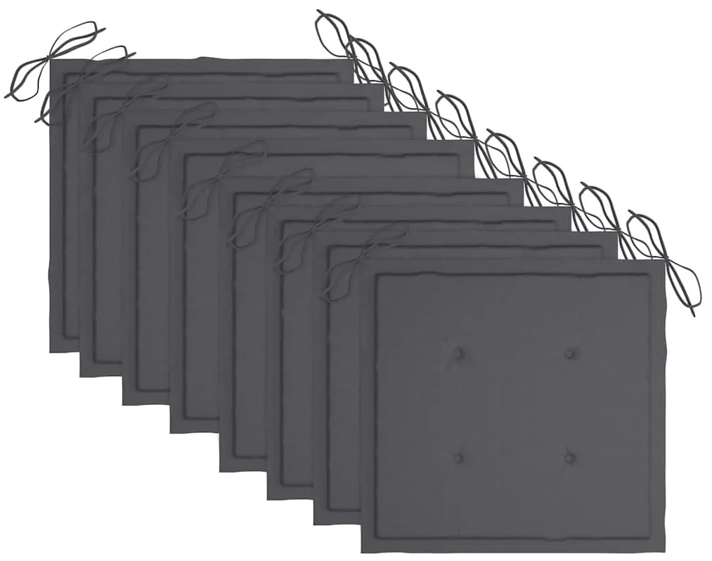 Cadeiras de jardim dobráveis 8 pcs c/ almofadões acácia maciça