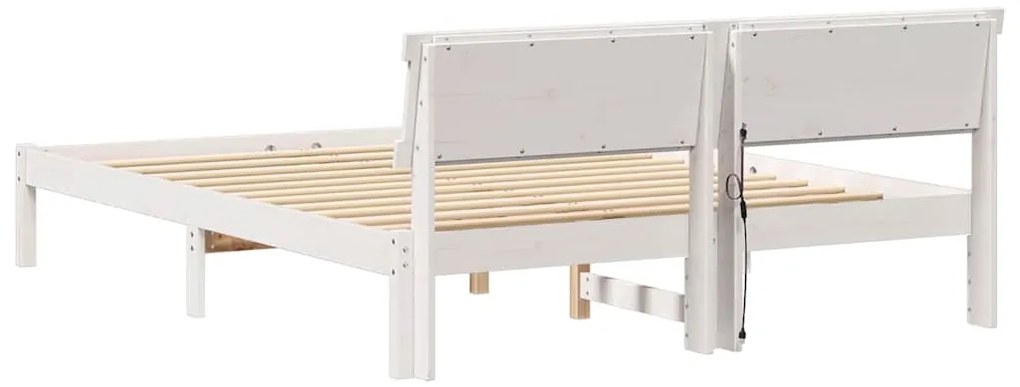 Estrutura da Cama com luzes de tira LED com cabeceira Branco 140 x 200