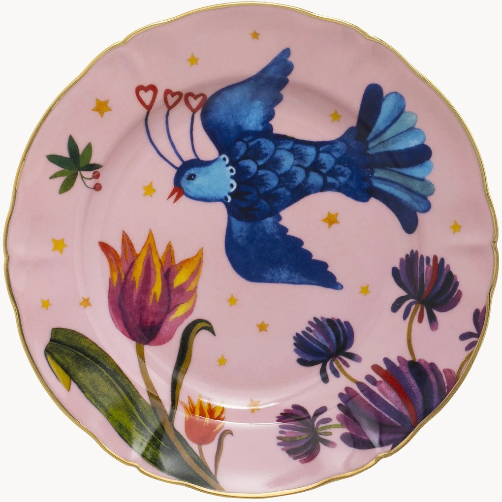 Prato de pequeno-almoço em porcelana artesanal Fabula