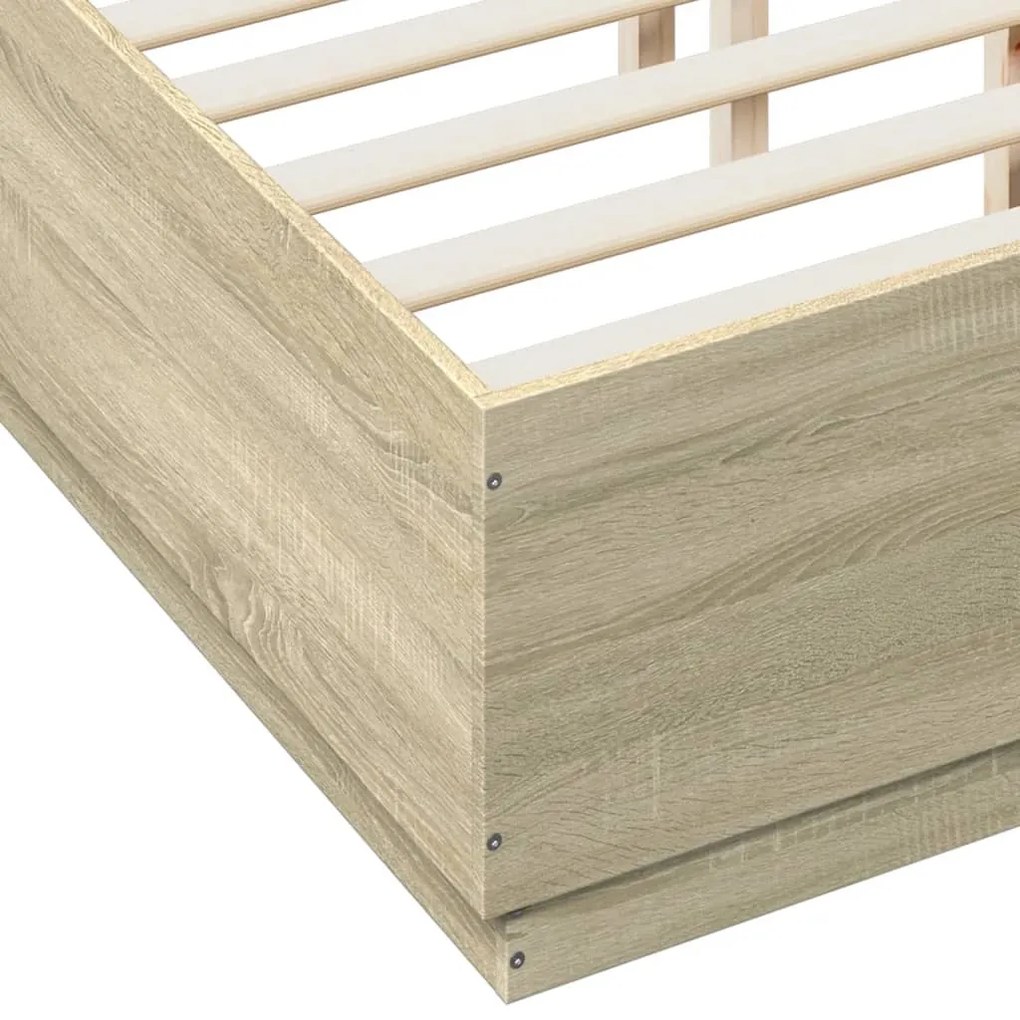 Estrutura de cama 135x190 cm derivados madeira carvalho sonoma