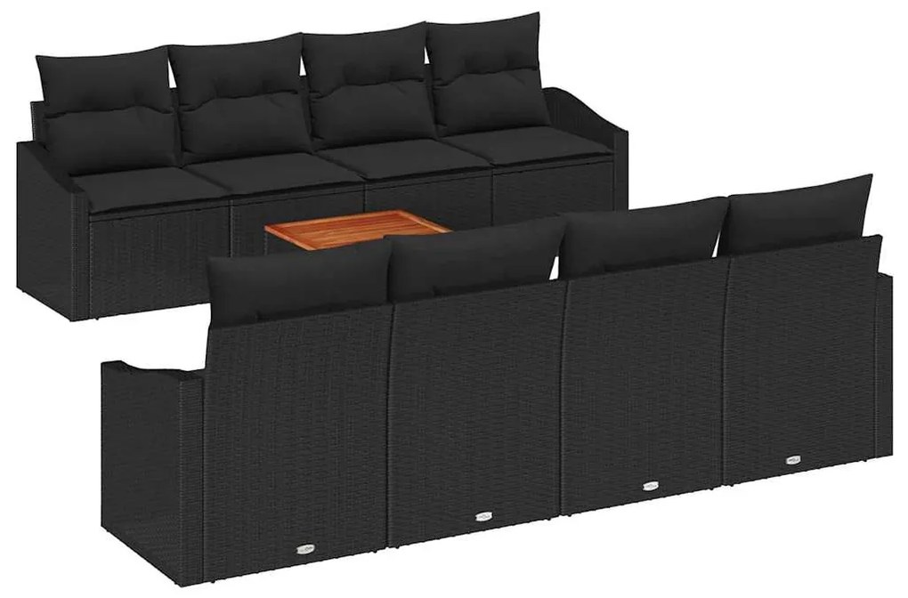 Conjunto de Sofá de Jardim 7 pcs Preto 55 x 55 x 37 cm