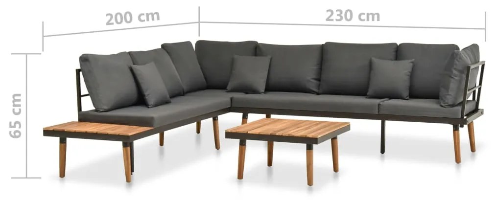 Conjunto de Sofás Lounge para Jardim com Mesa de Centro em Madeira de