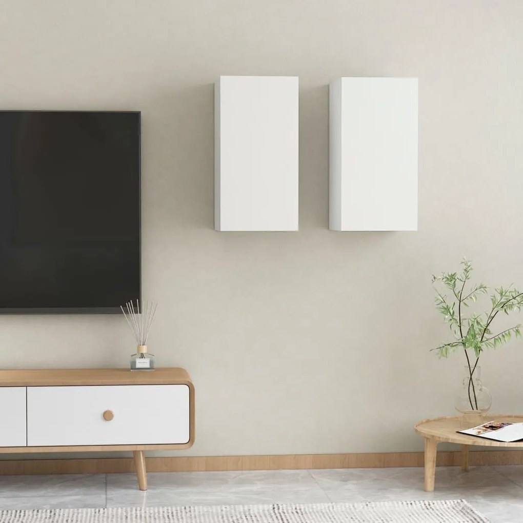 803327 vidaXL Móveis de TV 2 pcs 30,5x30x60 cm contraplacado branco