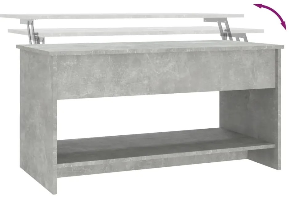 Mesa de centro 102x50x52,5cm madeira processada cinza cimento