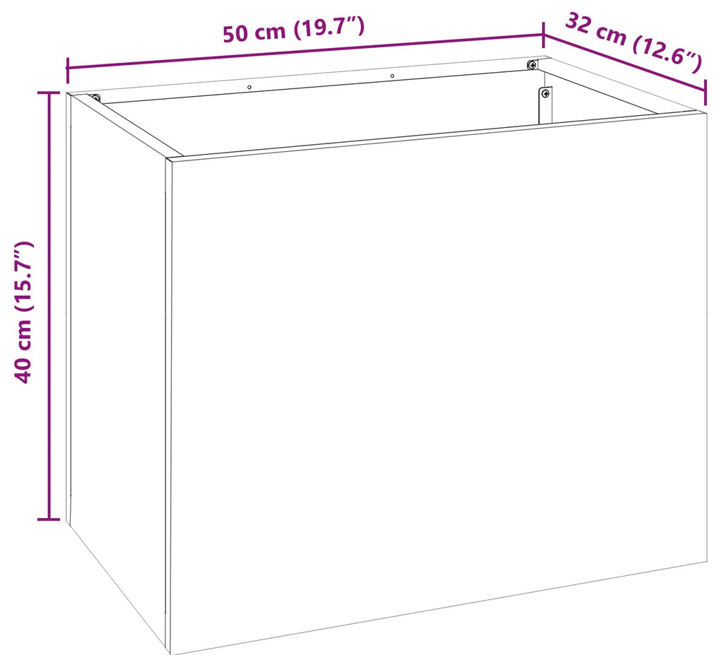 Vaso de Jardim Prateado 50 x 32 x 40 cm Aço galvanizado