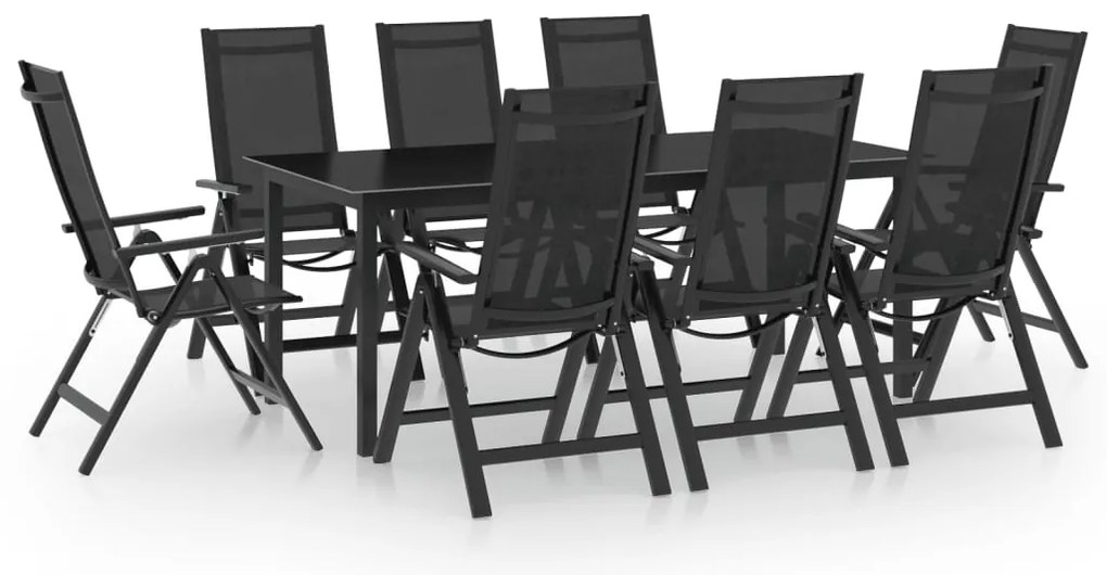 9 pcs conjunto de jantar para jardim alumínio antracite