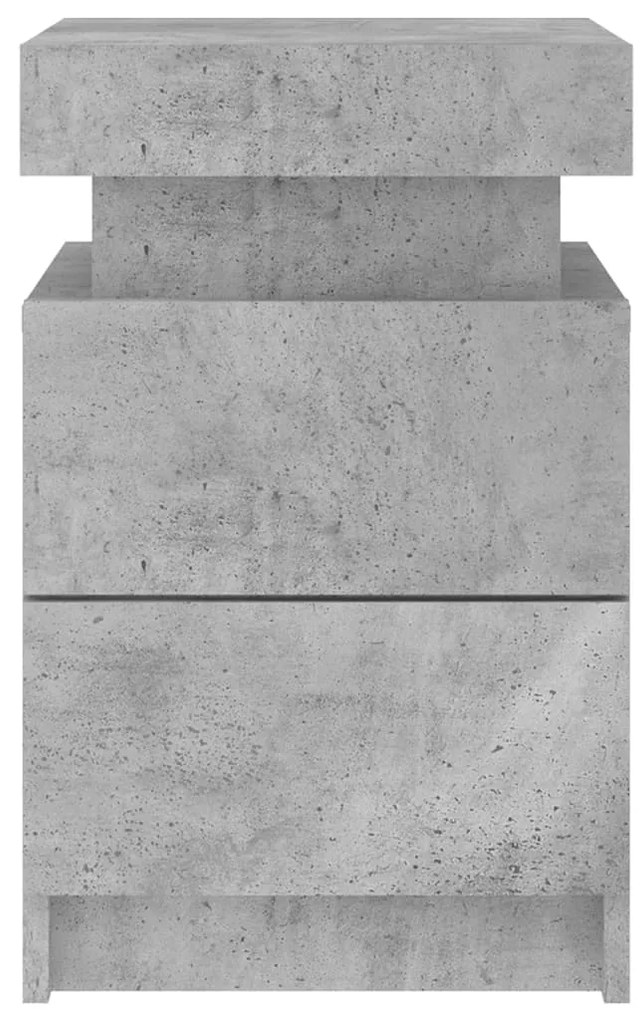 Mesa de cabeceira com luzes LED 35x39x55 cm cinzento-cimento