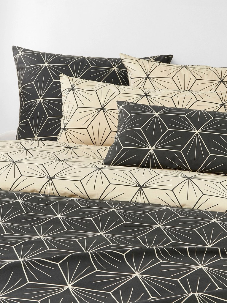 Capa de edredão reversível em algodão com padrão geométrico Ilda