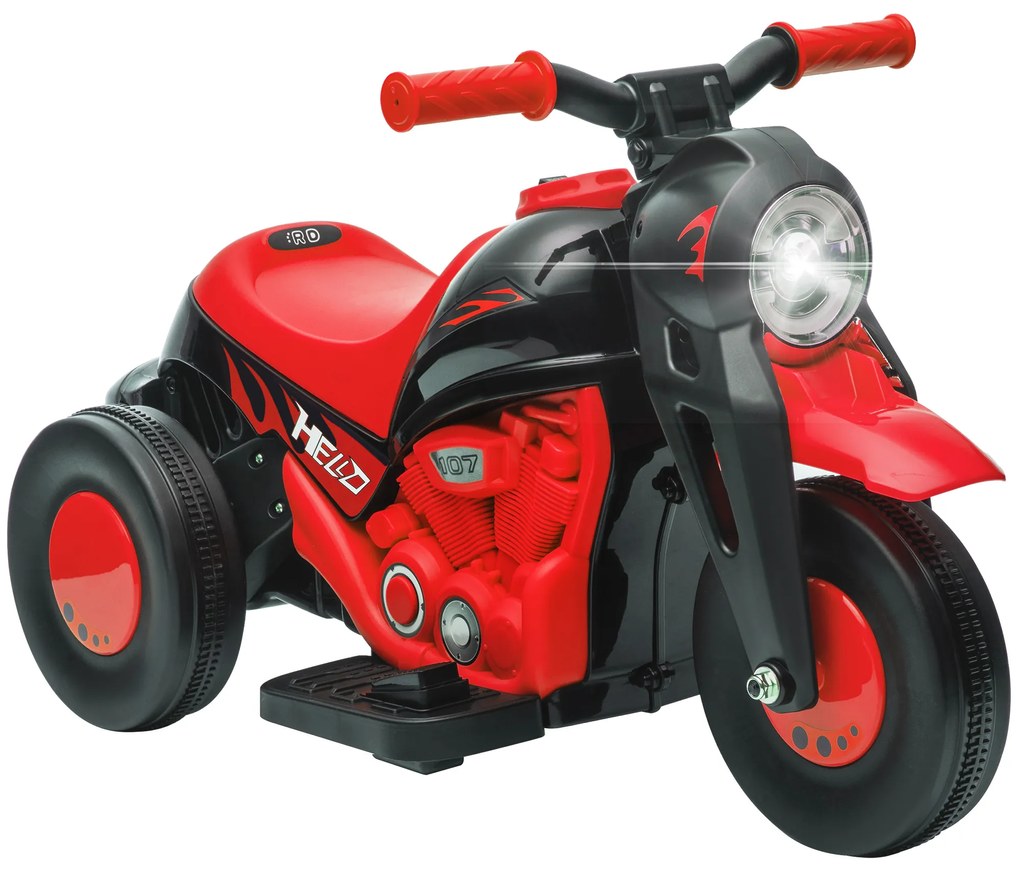 AIYAPLAY Mota Elétrica para Crianças Mota a Bateria 6V com Função de Bolhas Farol Música Motocicleta para Crianças com Velocidade 3km/h Carga 30 kg Vermelho