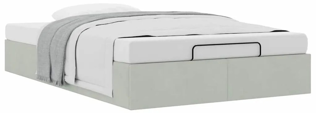 Otomano Bed Frame No Colchão Cinzento Claro 120x190 cm Veludo