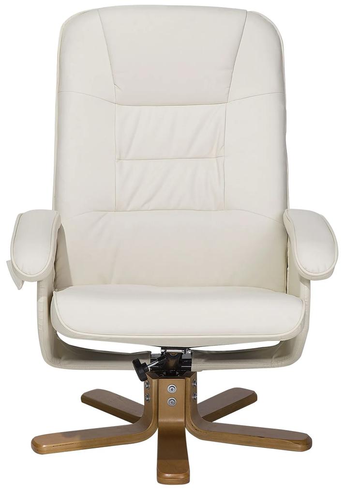 Cadeira de massagem com repousa-pés em pele sintética creme RELAXPRO Beliani