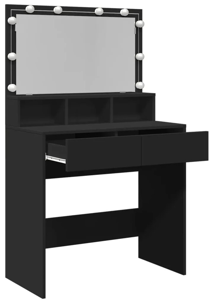 Toucador com LED 80x41x134,5 cm preto