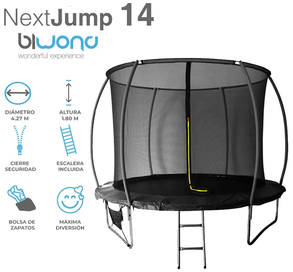 Trampolim Cama Elástica 4.27m NextJump 14 Biwond Preta