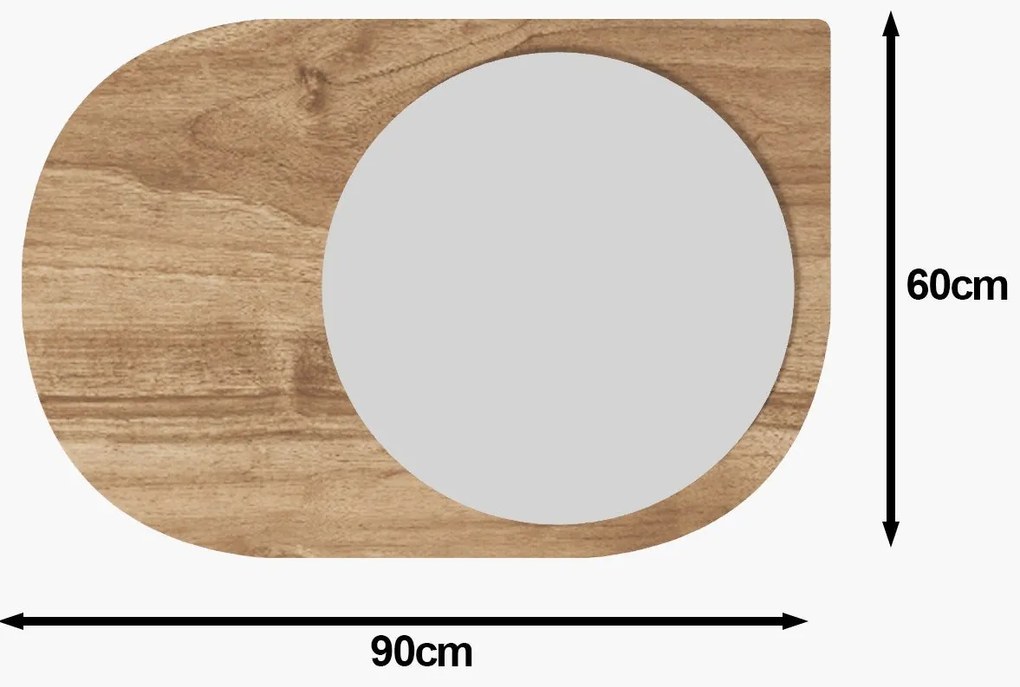 Espelho "Pubble" - 60 x 90 x 2,2 cm - Nogueira - Design Moderno