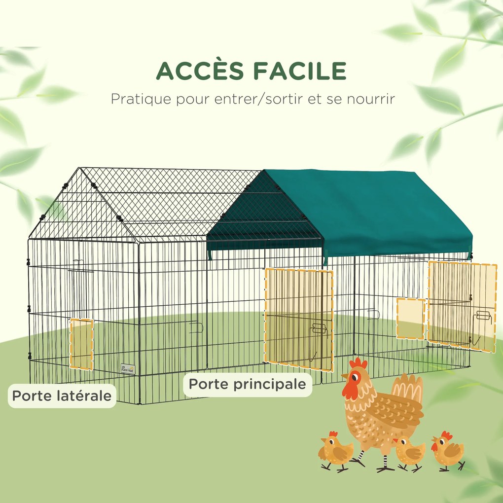 Parque modular 220 L x 85 L x 103 A cm em aço com lona para coelhos, roedores e pequenos animais, para interior e exterior, verde, preto