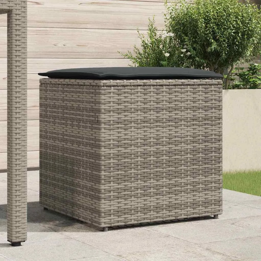Caixa de Armazenamento Externa Cinza e Cinza Escuro Rattan Grande