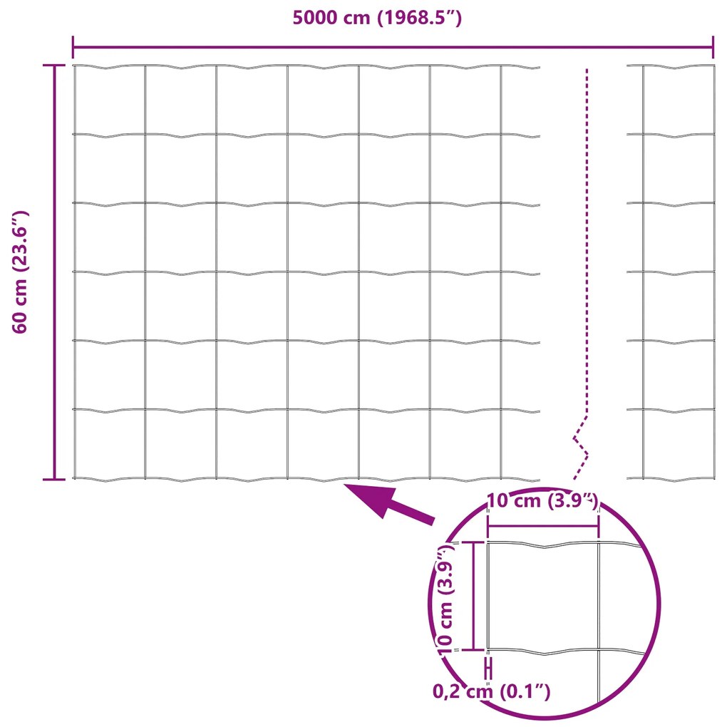 Cerca Euro Cinza 0.6x50 m Aço