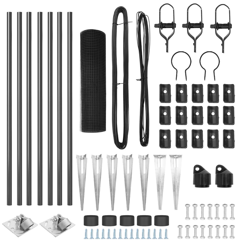 Conjunto de Postes de Cerca Conjunto de 2 Cinzento Metal