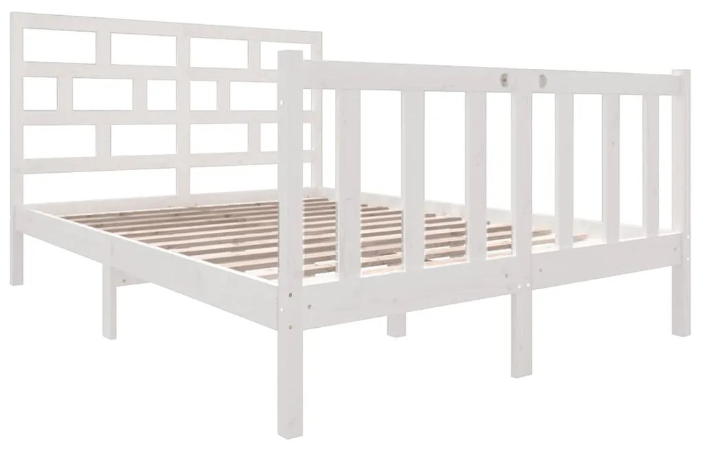 Estrutura de cama 140x190 cm madeira de pinho maciça branco