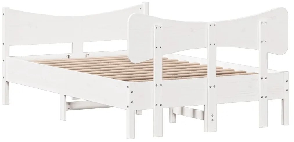 Cama sem colchão 120x190 cm madeira de pinho maciça branco