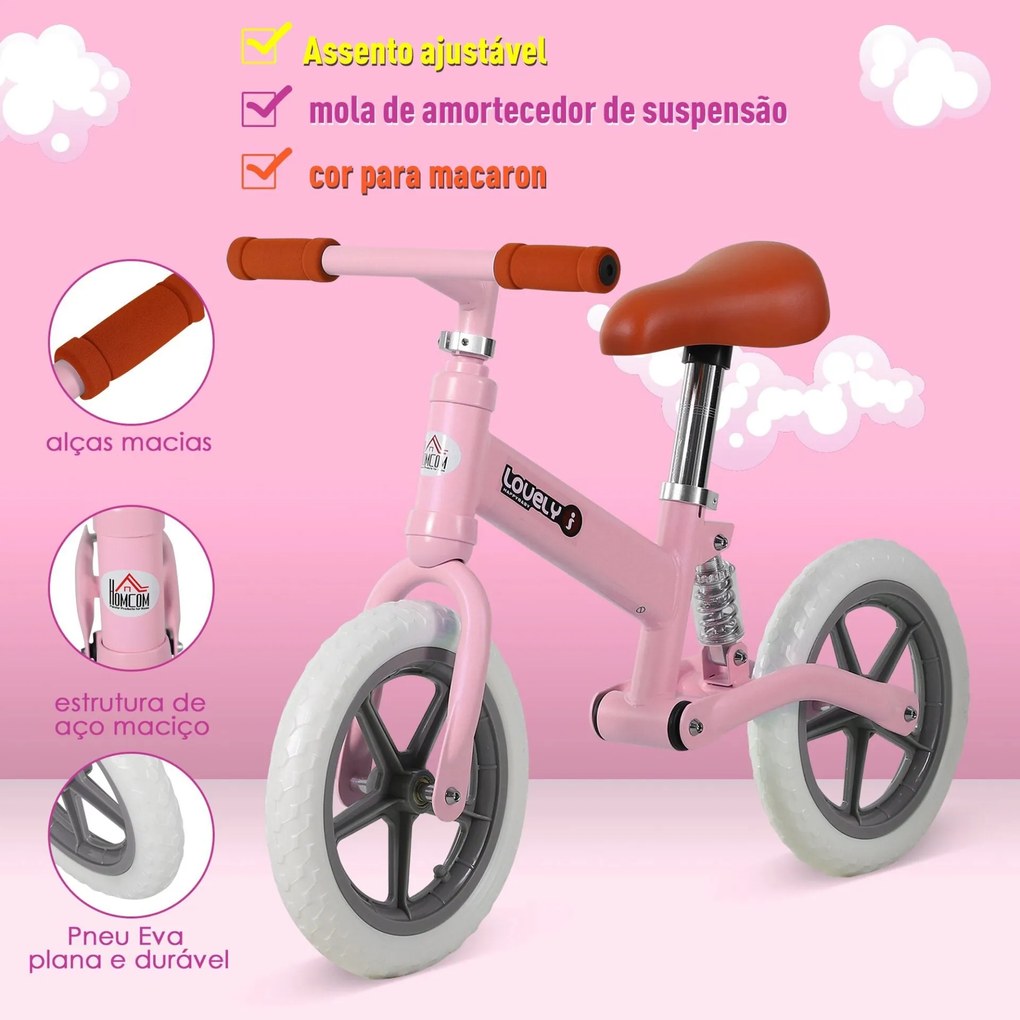 Bicicleta Sem Pedais Rosa